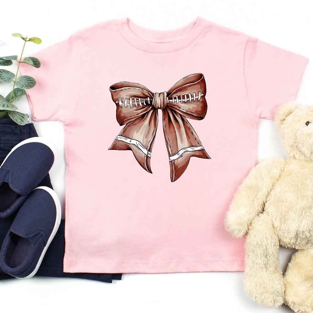 Vintage Football Bow For Kids T-Shirt – Cute Game Day Shirt for Girls