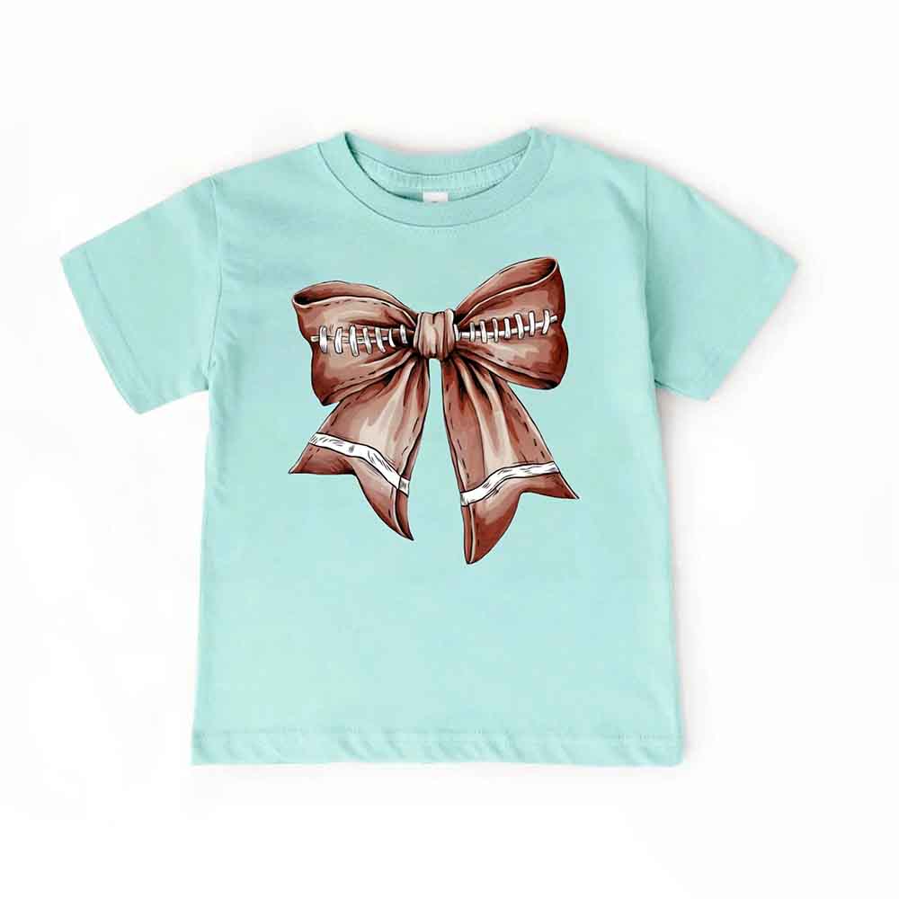 Vintage Football Bow For Kids T-Shirt – Cute Game Day Shirt for Girls