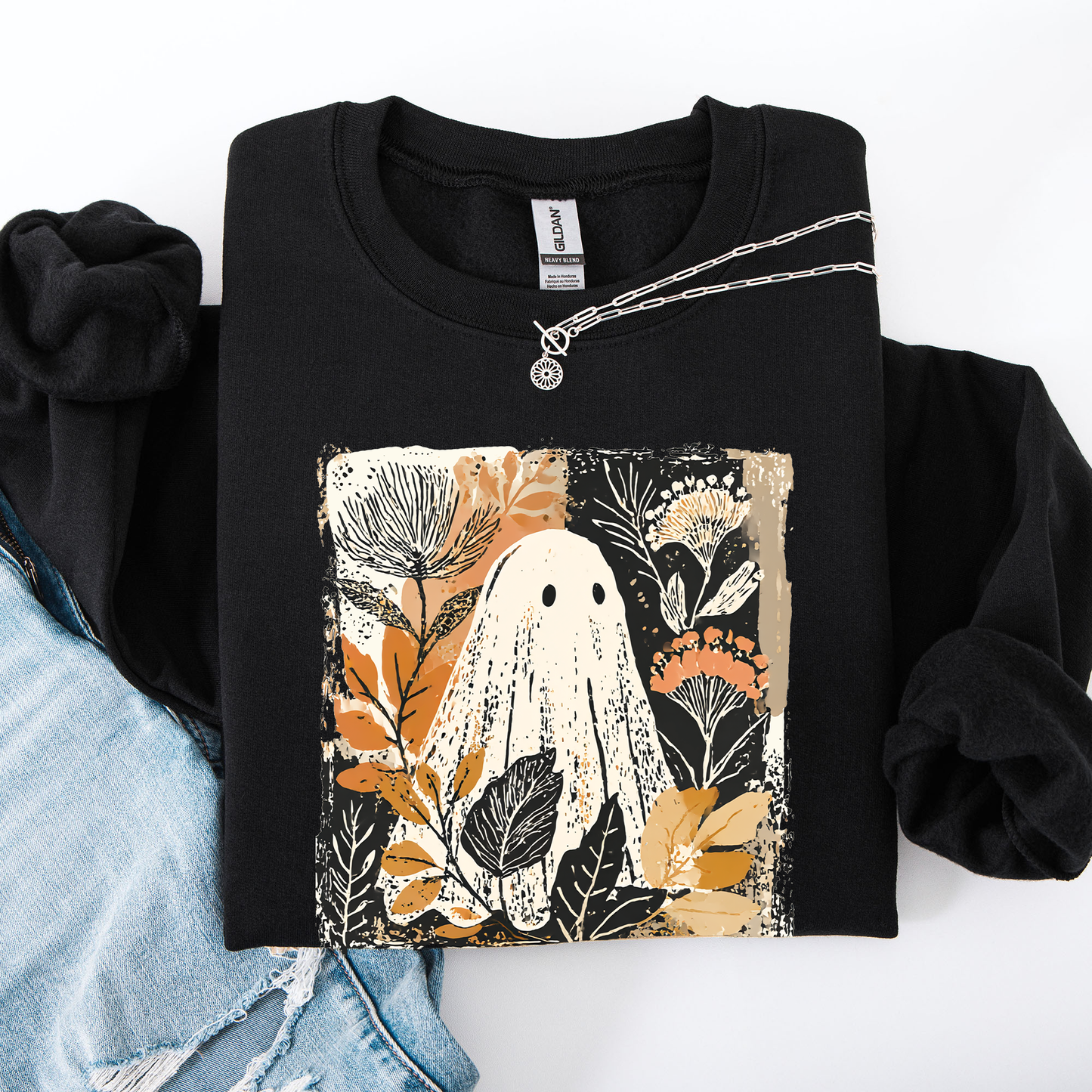 Vintage Ghost Botanical Floral Autumn Fall Sweatshirt Refinery Number One