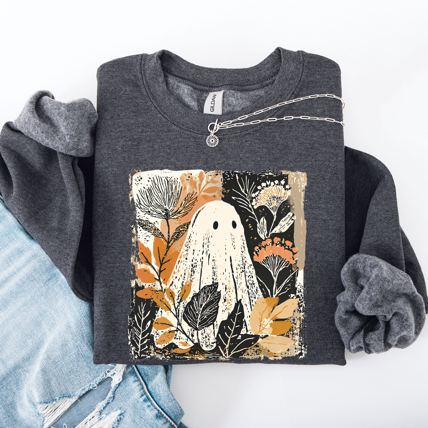 Vintage Ghost Botanical Floral Autumn Fall Sweatshirt Refinery Number One