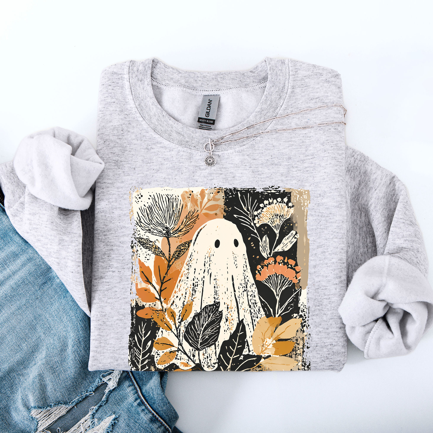 Vintage Ghost Botanical Floral Autumn Fall Sweatshirt Refinery Number One