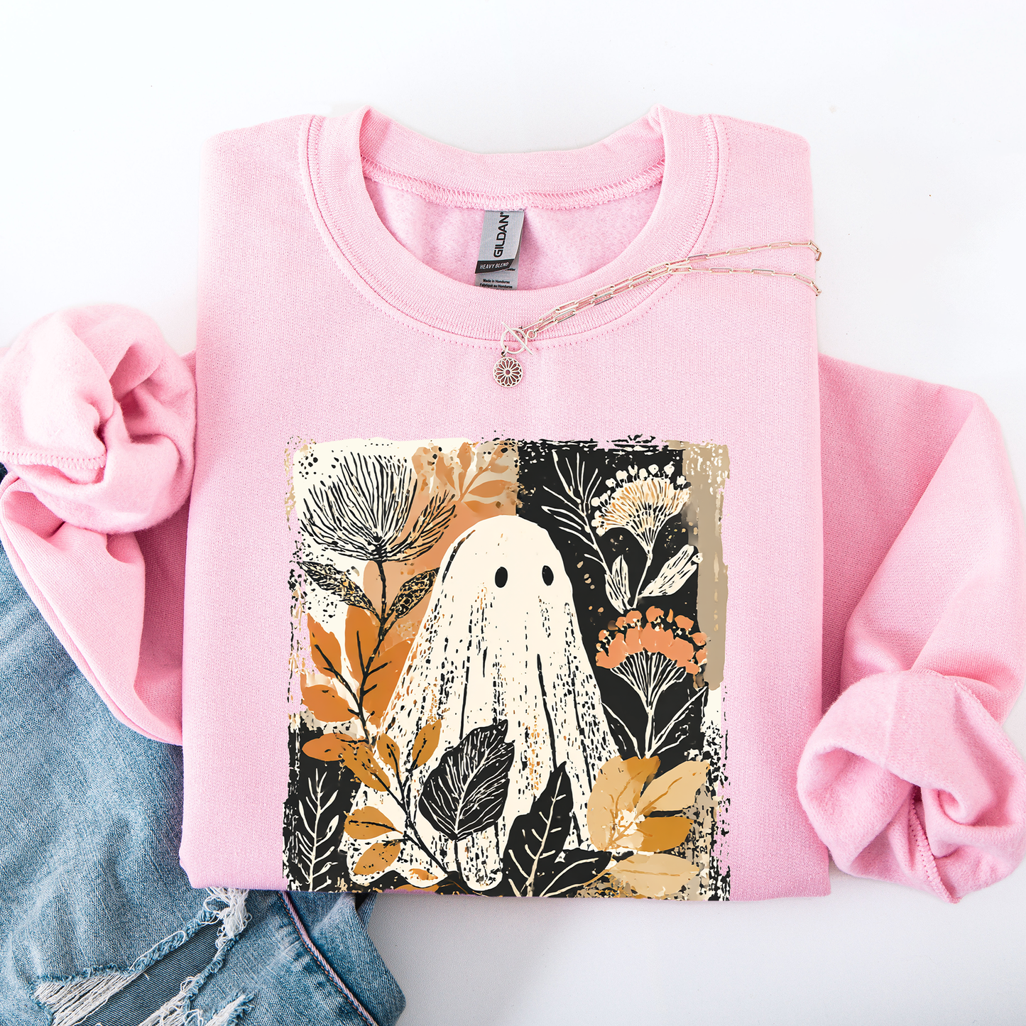 Vintage Ghost Botanical Floral Autumn Fall Sweatshirt Refinery Number One
