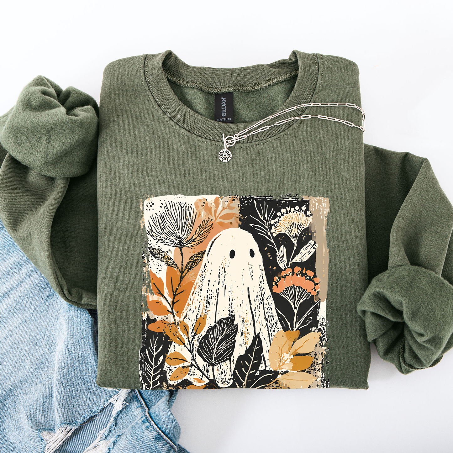 Vintage Ghost Botanical Floral Autumn Fall Sweatshirt Refinery Number One