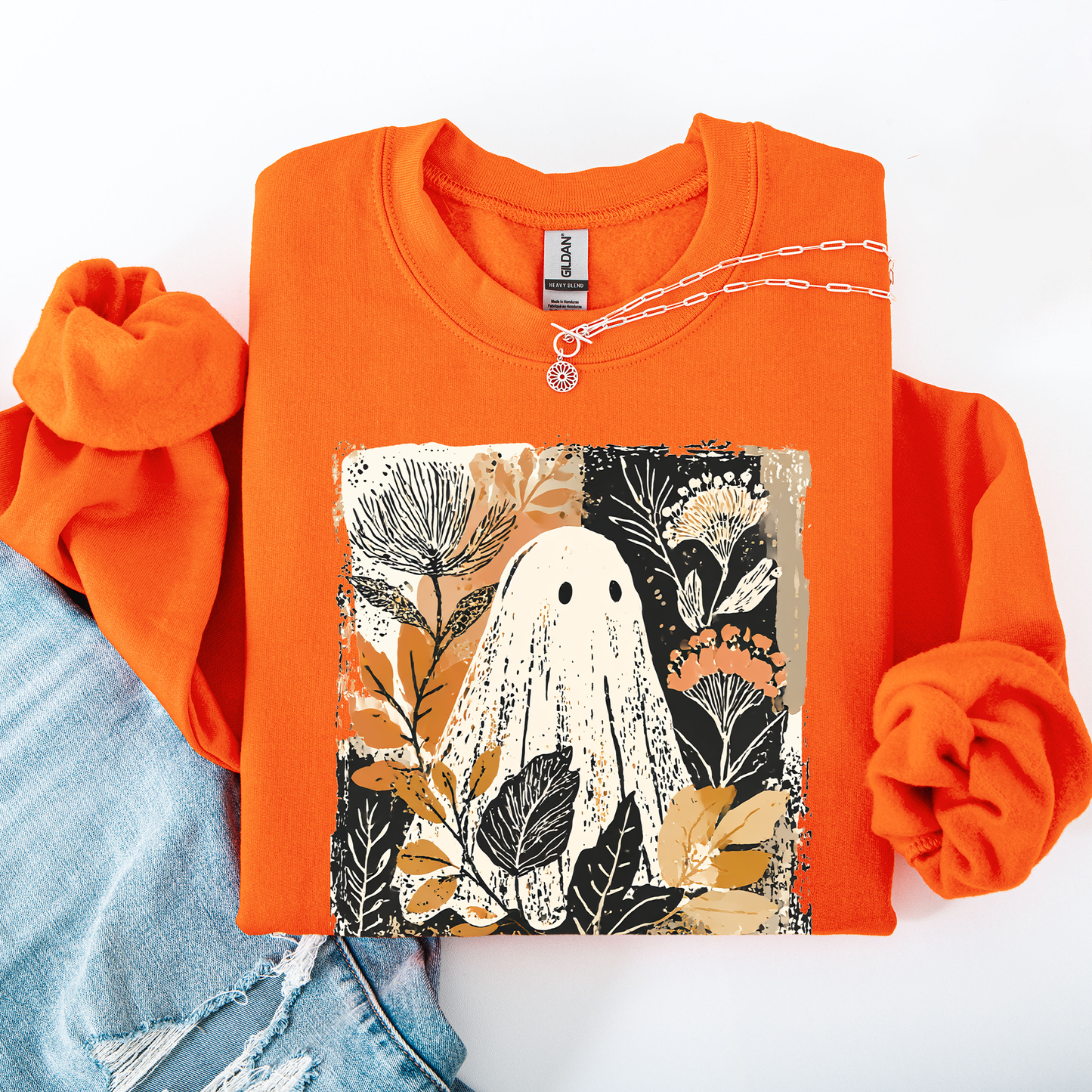 Vintage Ghost Botanical Floral Autumn Fall Sweatshirt Refinery Number One