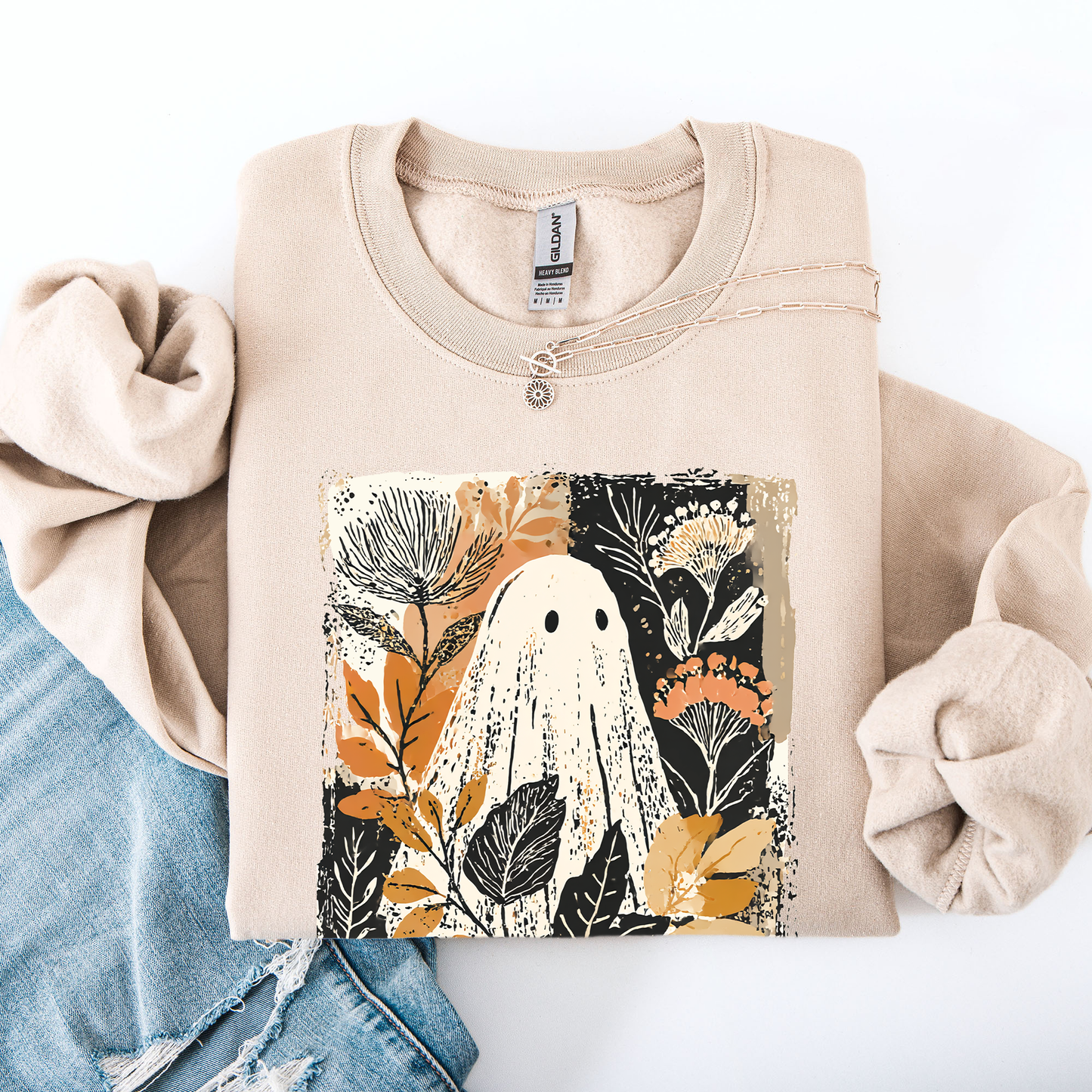 Vintage Ghost Botanical Floral Autumn Fall Sweatshirt Refinery Number One