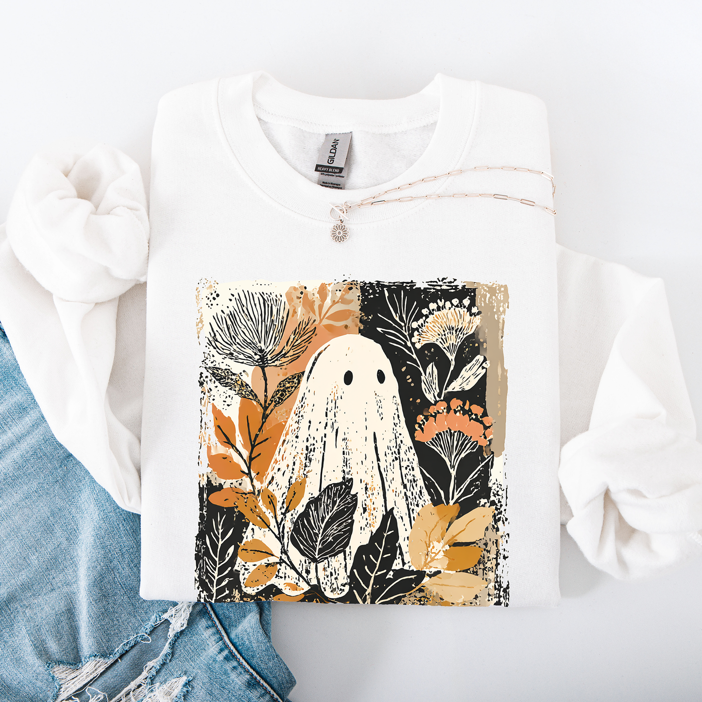 Vintage Ghost Botanical Floral Autumn Fall Sweatshirt Refinery Number One