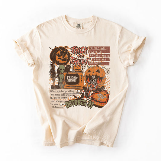 Vintage Halloween Collage Distressed Comfort Colors T-Shirt Refinery No. 1