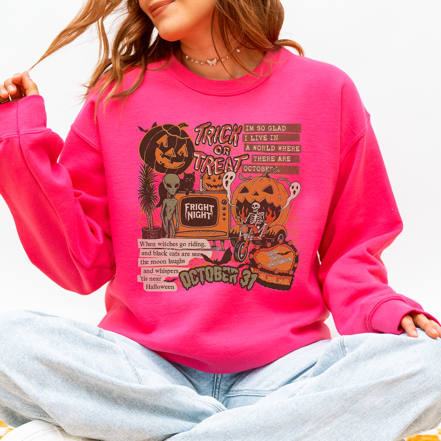 Vintage Halloween Collage Retro Distressed Sweatshirt Refinery Number One