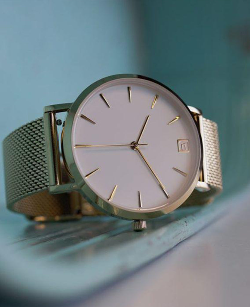 Voyager Gold/White Watch Timepiece Rockwell Time
