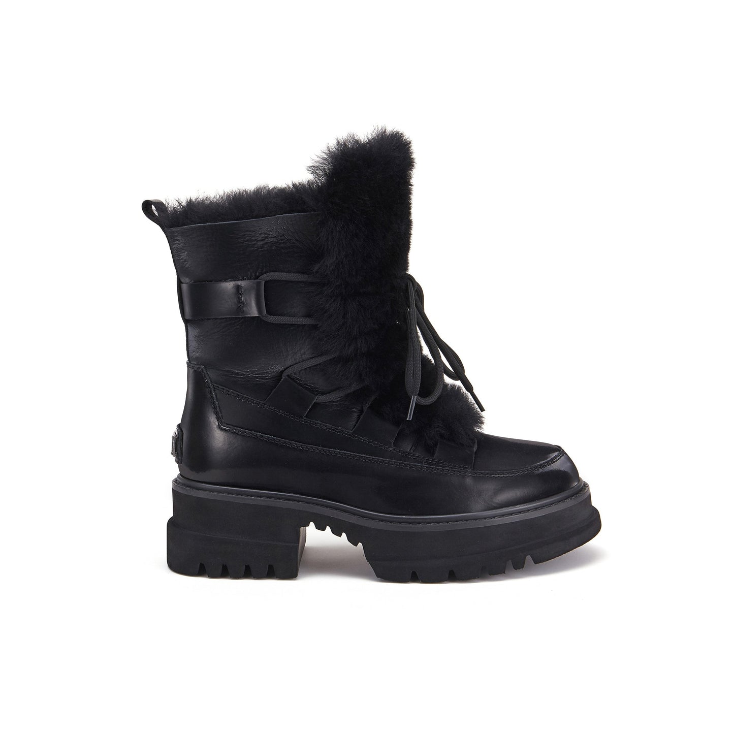 Satin Black Chunky Soled Hiker Boot WESTWARD