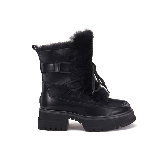 Satin Black Chunky Soled Hiker Boot WESTWARD