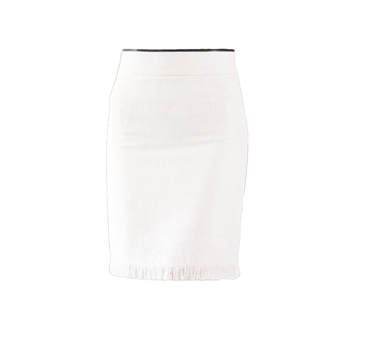 White Mini Tweed Skirt Mid-Weight Tailored Skirt by Le Reussi