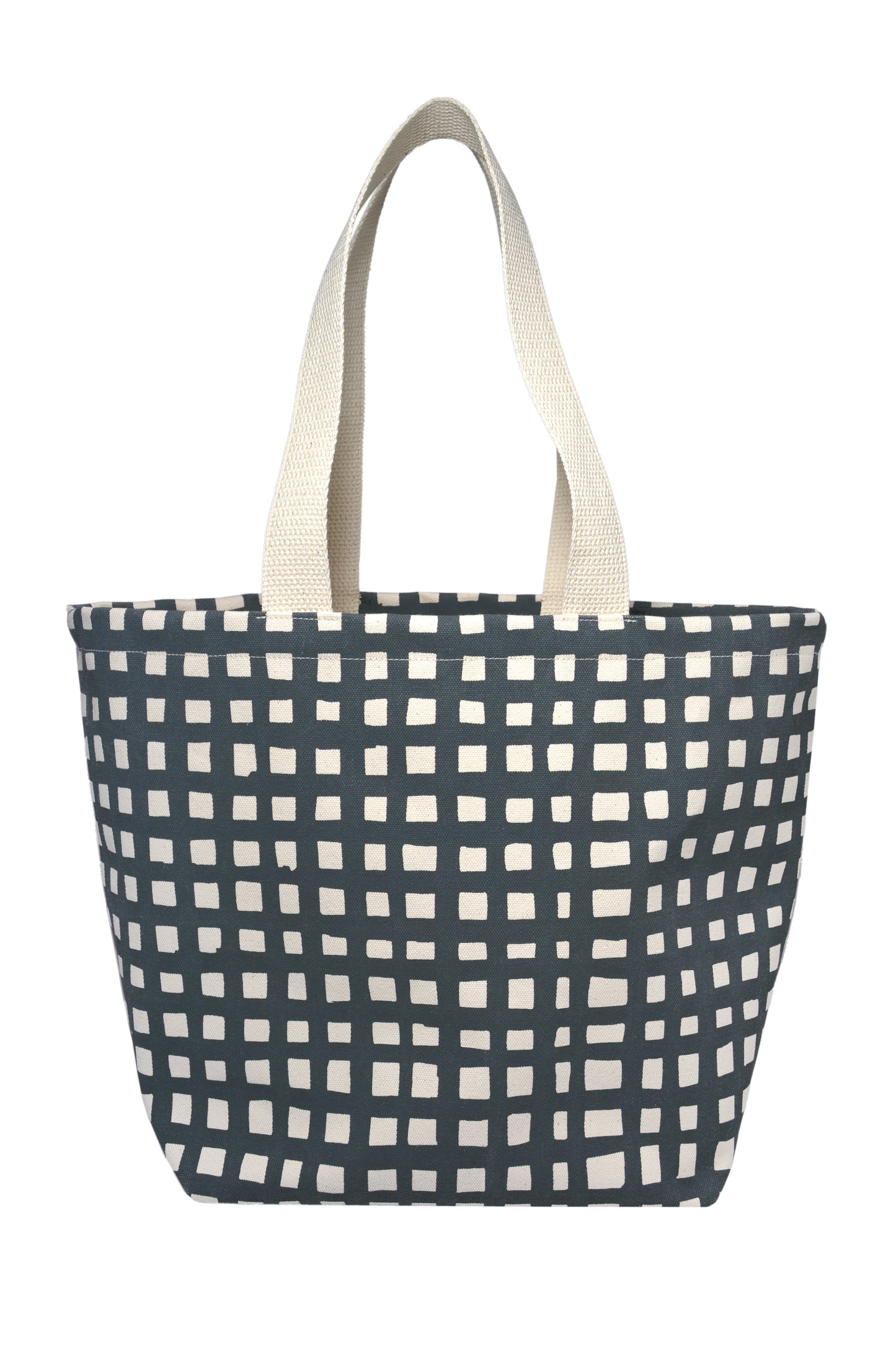 Wide Tote Durable Canvas Tote Bag Grid Wide Tote