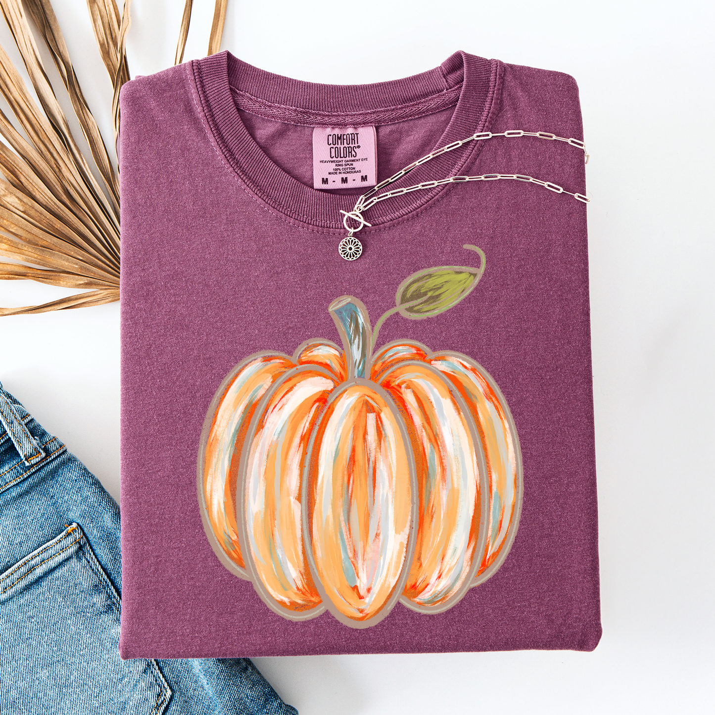 Watercolor Pumpkin Comfort Colors T-Shirt Halloween Autumn Fall