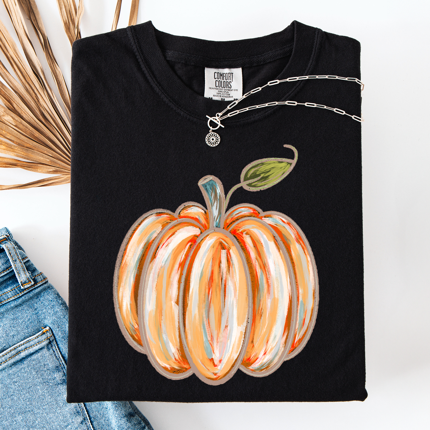 Watercolor Pumpkin Comfort Colors T-Shirt Halloween Autumn Fall