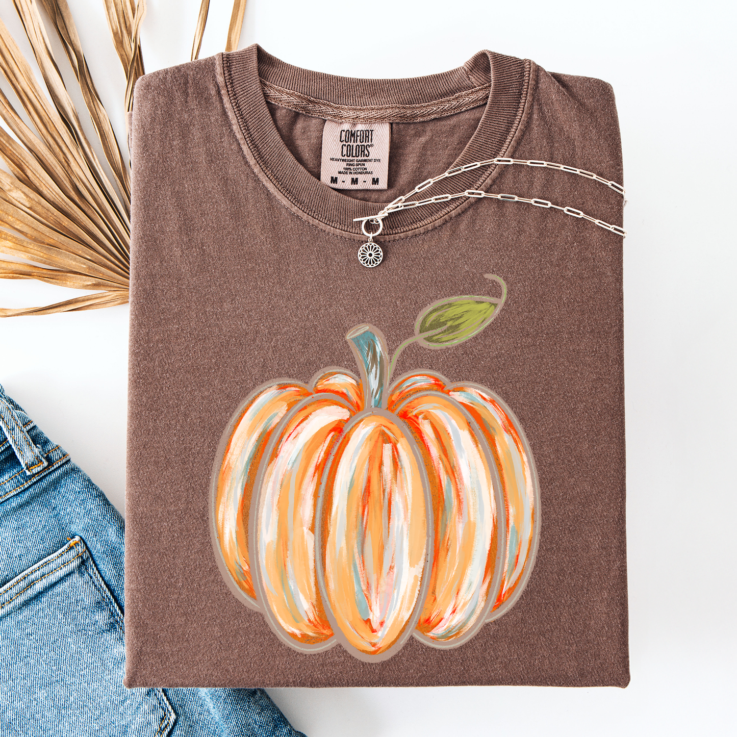 Watercolor Pumpkin Comfort Colors T-Shirt Halloween Autumn Fall