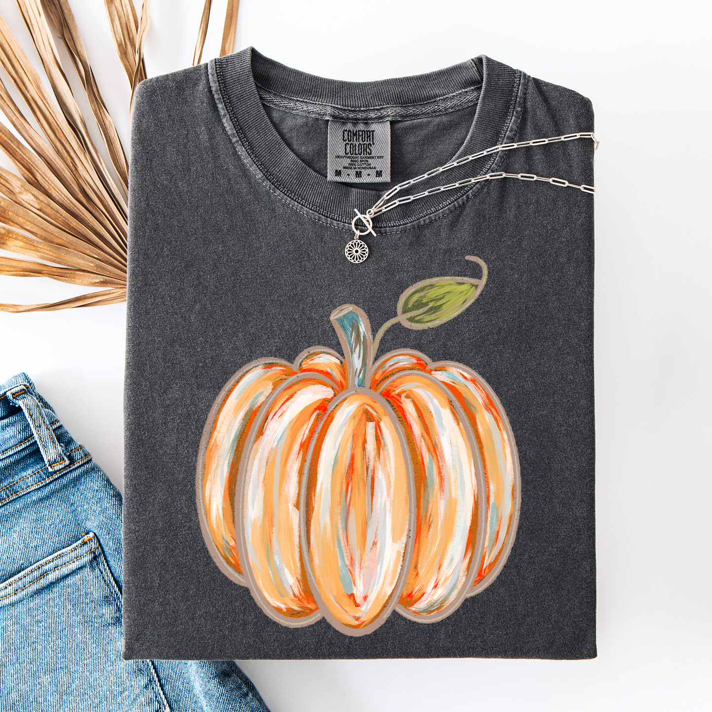 Watercolor Pumpkin Comfort Colors T-Shirt Halloween Autumn Fall