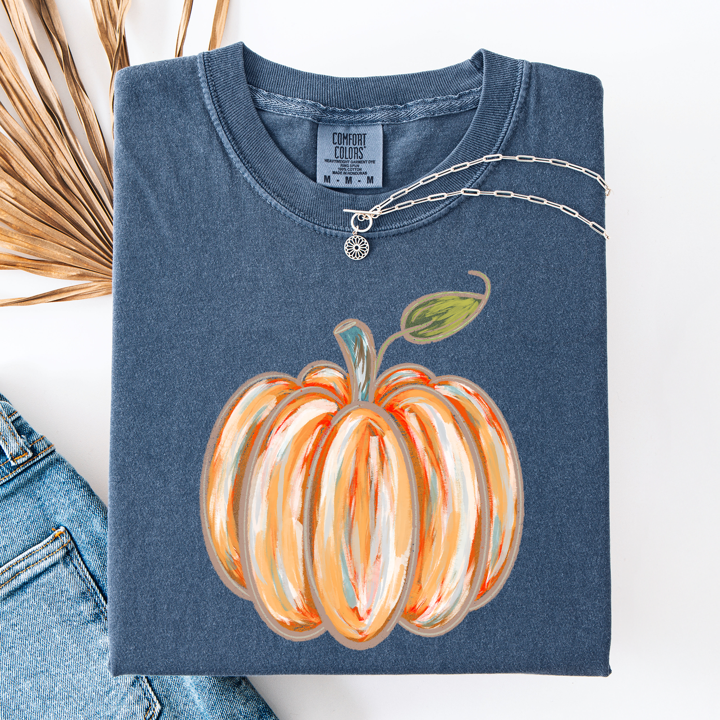 Watercolor Pumpkin Comfort Colors T-Shirt Halloween Autumn Fall