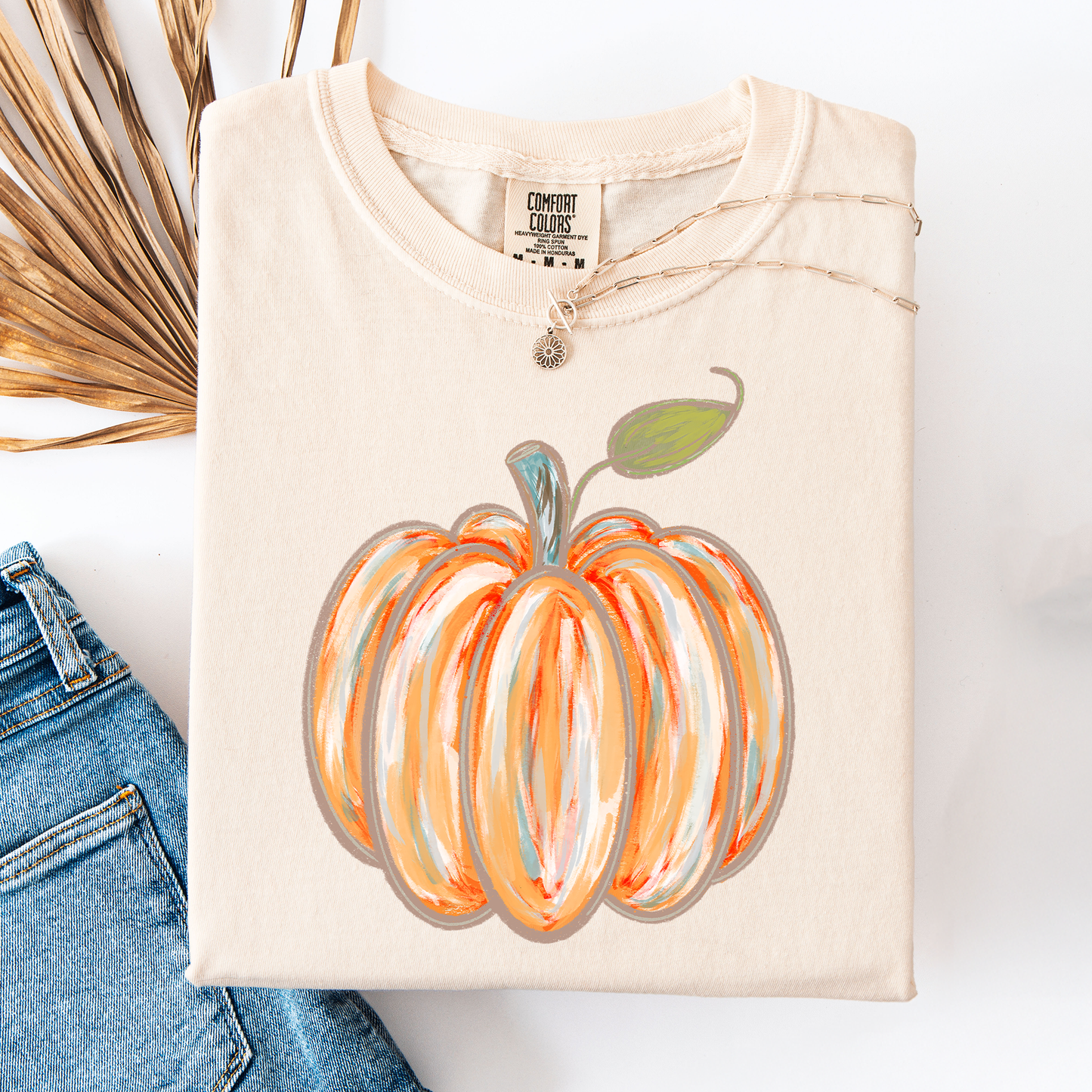 Watercolor Pumpkin Comfort Colors T-Shirt Halloween Autumn Fall