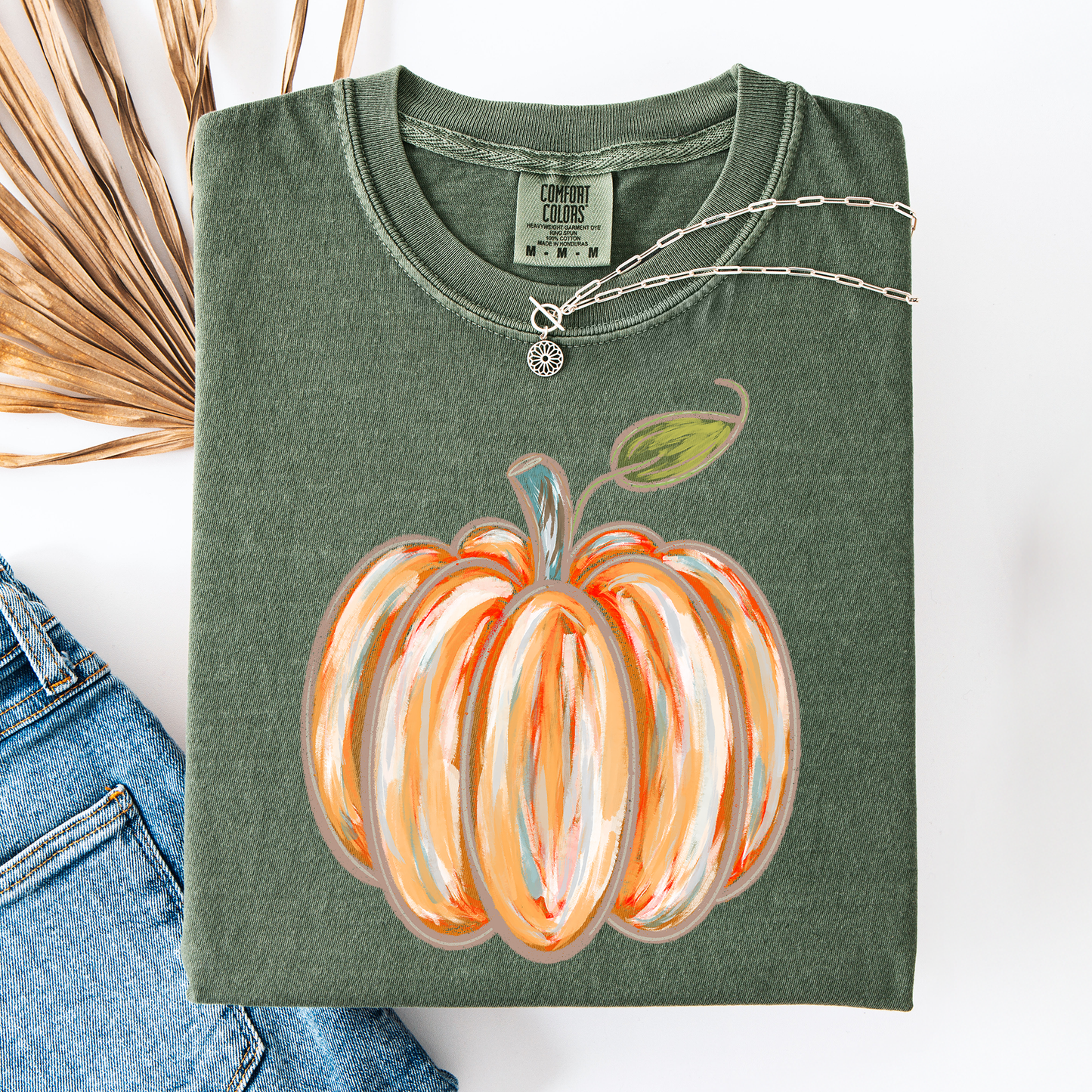 Watercolor Pumpkin Comfort Colors T-Shirt Halloween Autumn Fall