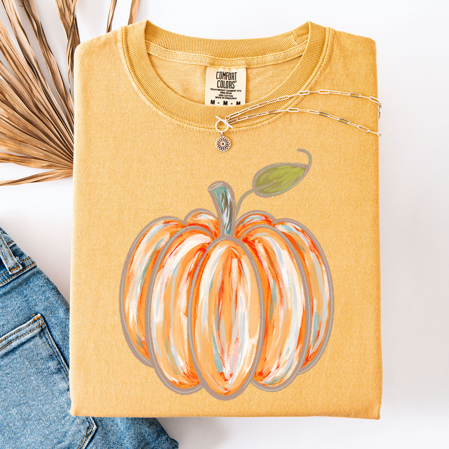 Watercolor Pumpkin Comfort Colors T-Shirt Halloween Autumn Fall