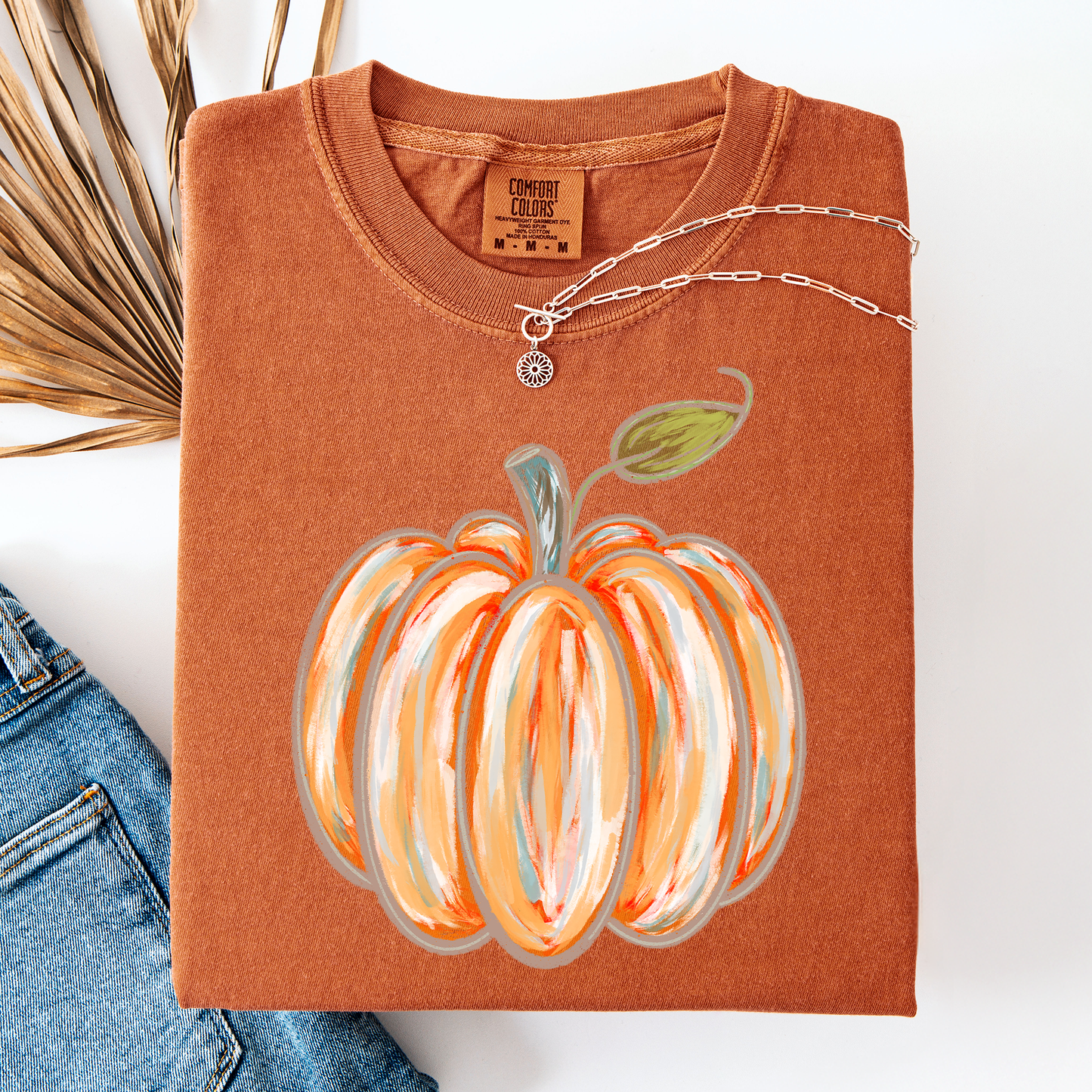 Watercolor Pumpkin Comfort Colors T-Shirt Halloween Autumn Fall