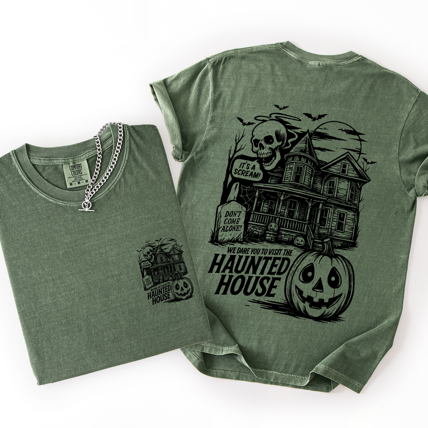 We Dare You To Visit The Haunted House Spooky Halloween Comfort Colors T-Shirt Refinery Number One