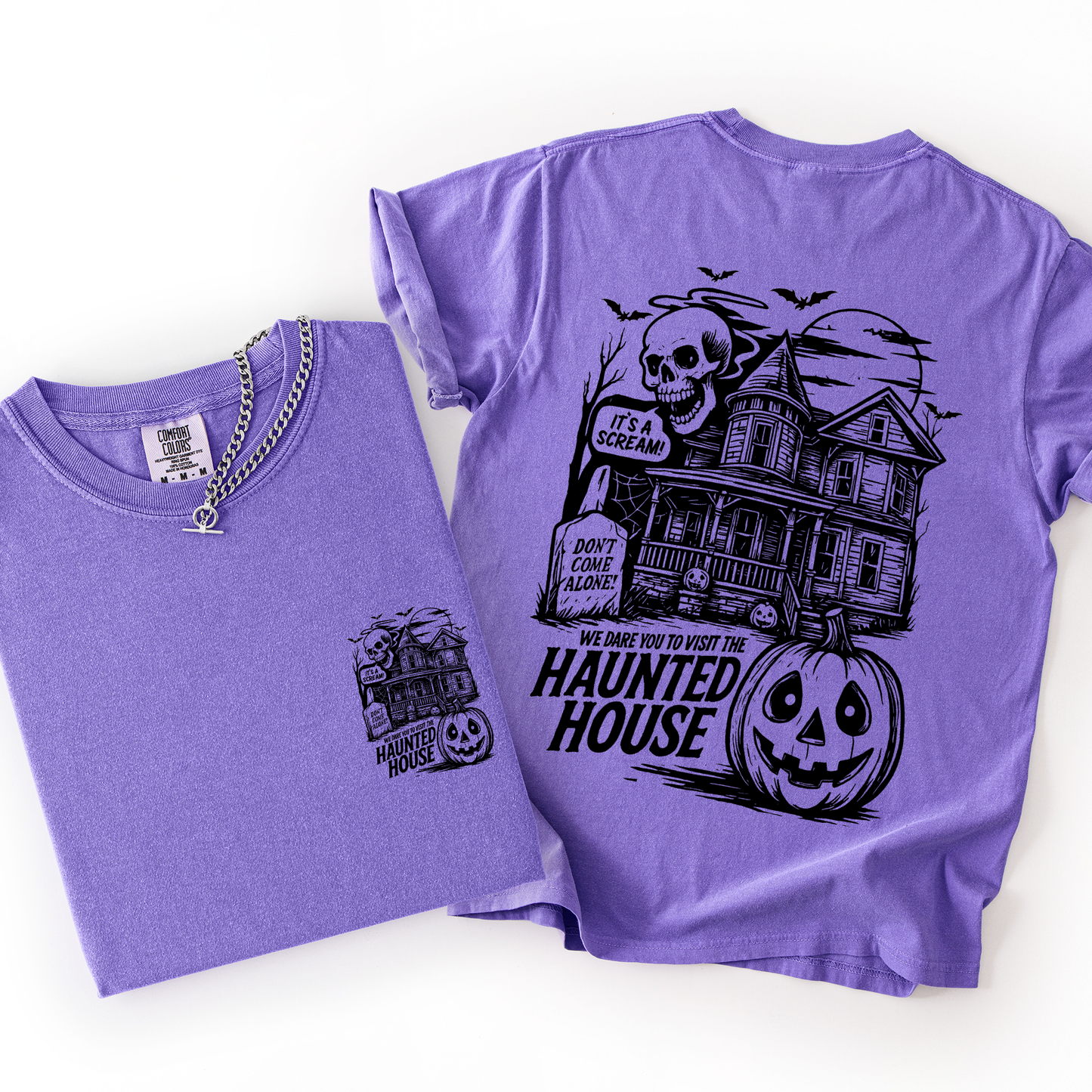 We Dare You To Visit The Haunted House Spooky Halloween Comfort Colors T-Shirt Refinery Number One