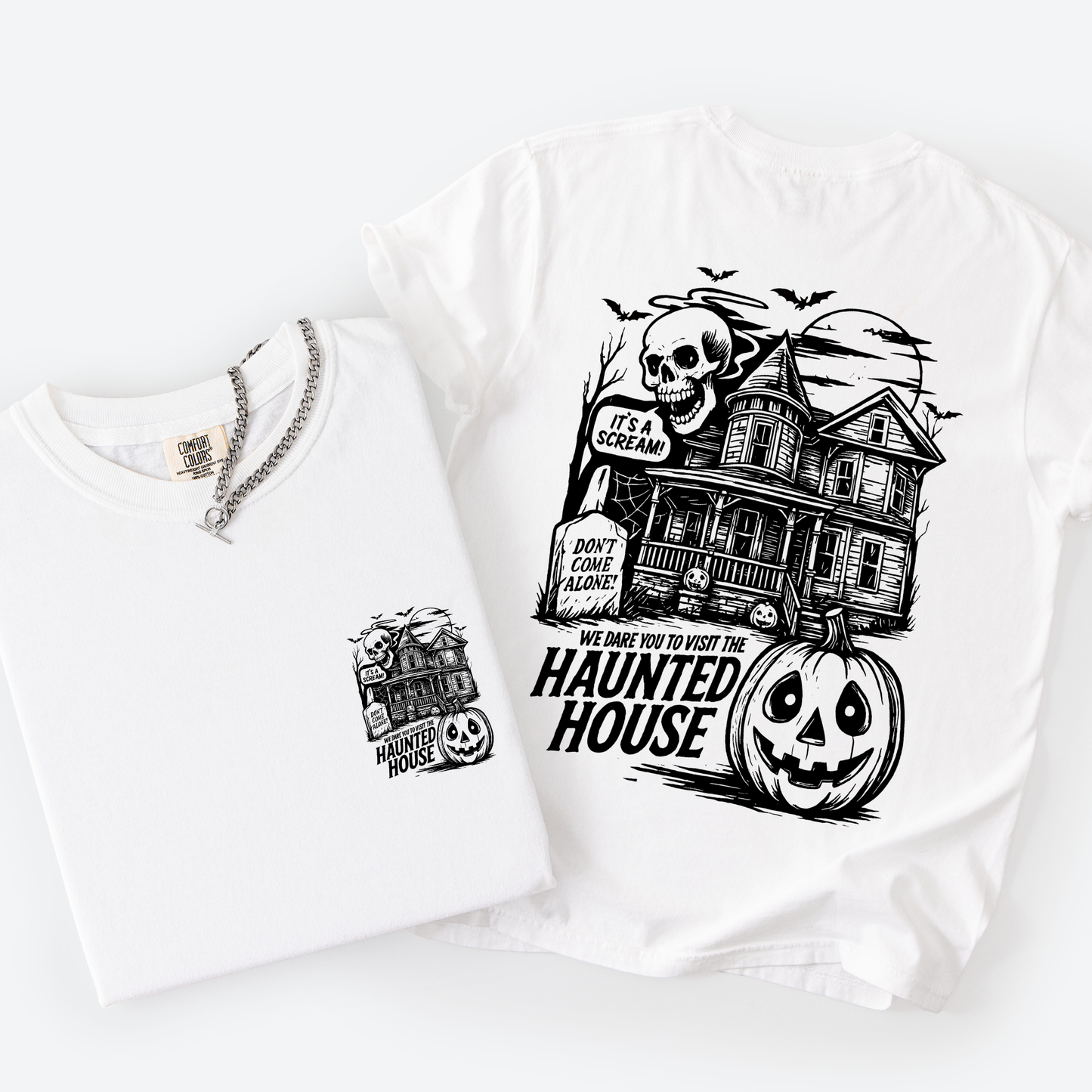 We Dare You To Visit The Haunted House Spooky Halloween Comfort Colors T-Shirt Refinery Number One