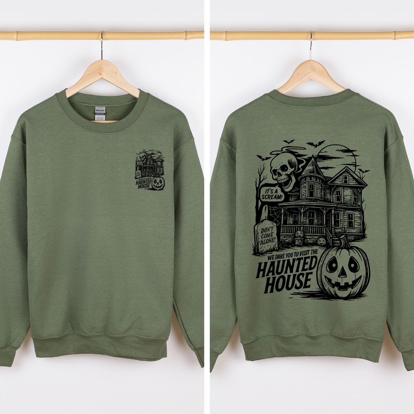 Spooky Pumpkin Sweatshirt We Dare You To Visit The Haunted House Refinery Number One