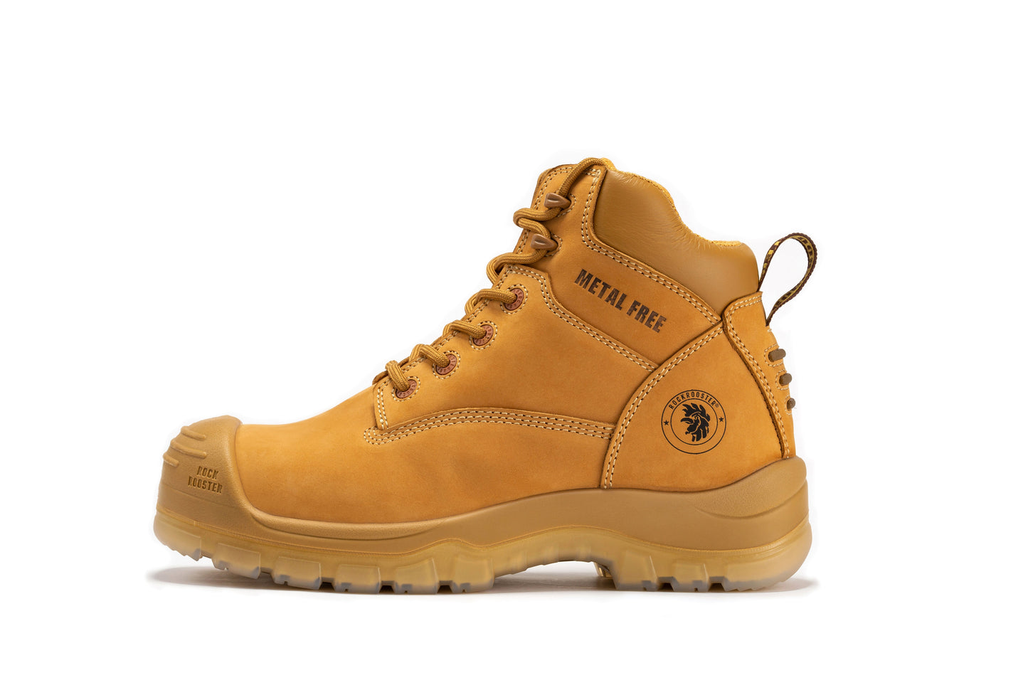 Woodland Wheat 6 Inch Composite Toe Zip-sided Leather Work Boots rockrooster