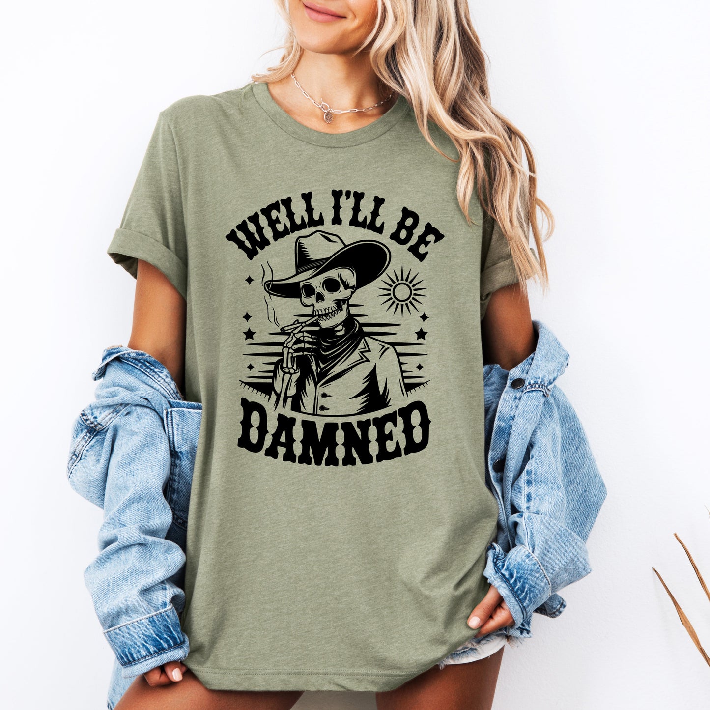 Well I'll Be Damned Skeleton Funny Halloween Tshirt Refinery Number One