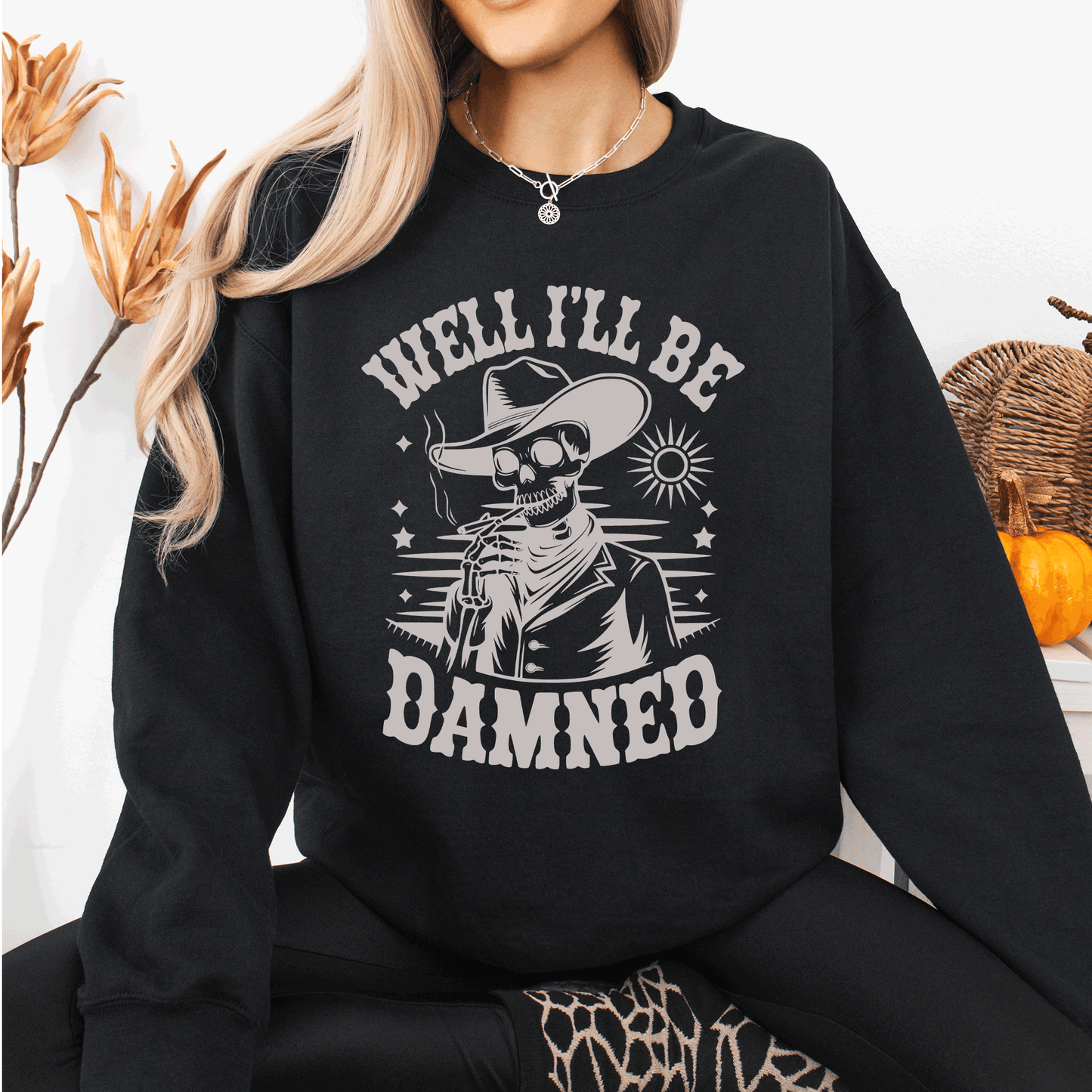 Funny Skeleton Halloween Sweatshirt Cozy Fit Unisex Refinery Number One