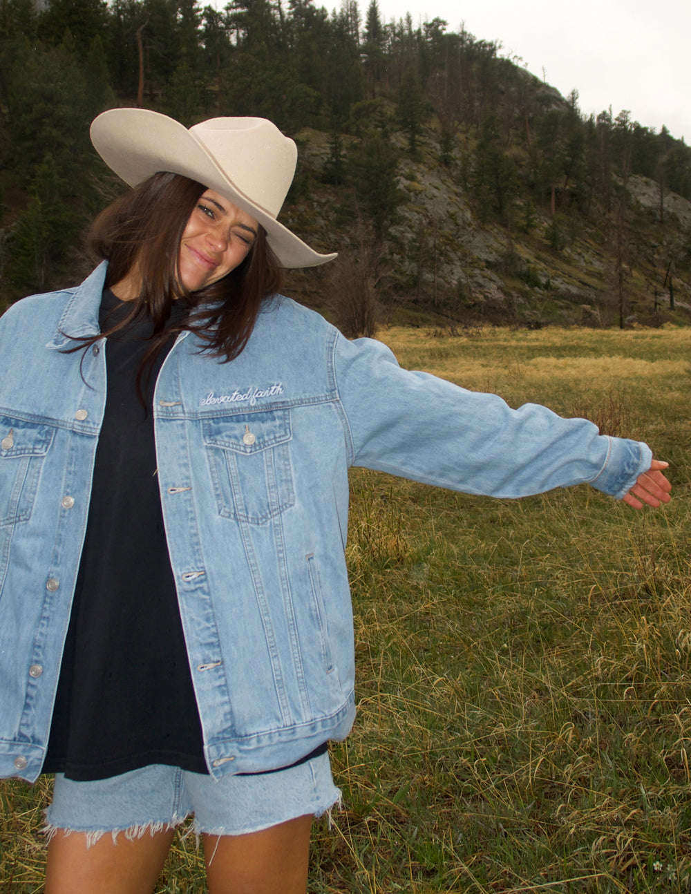 What a Friend In Jesus Light Blue Denim Jacket
