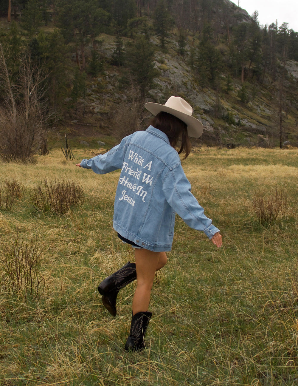 What a Friend In Jesus Light Blue Denim Jacket