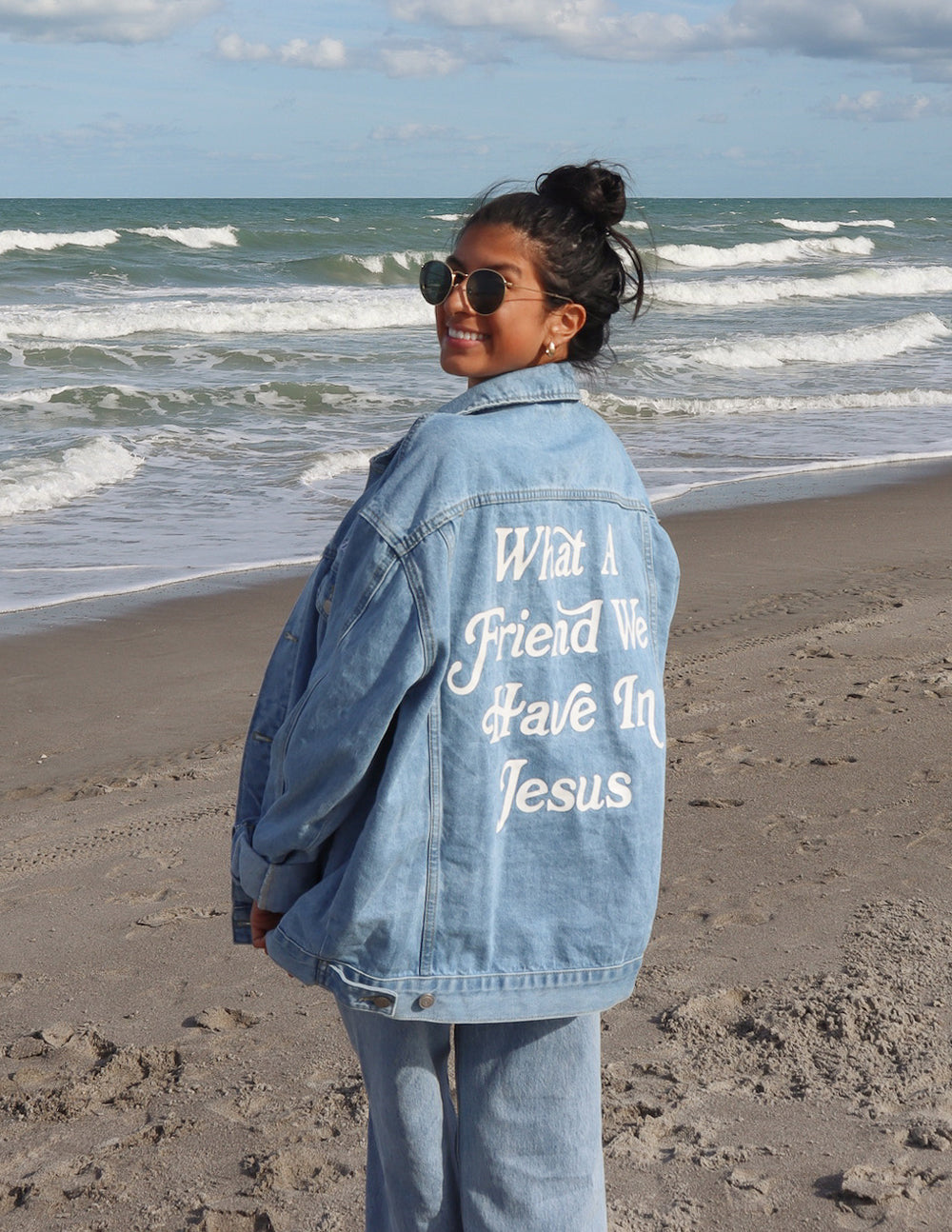 What a Friend In Jesus Light Blue Denim Jacket