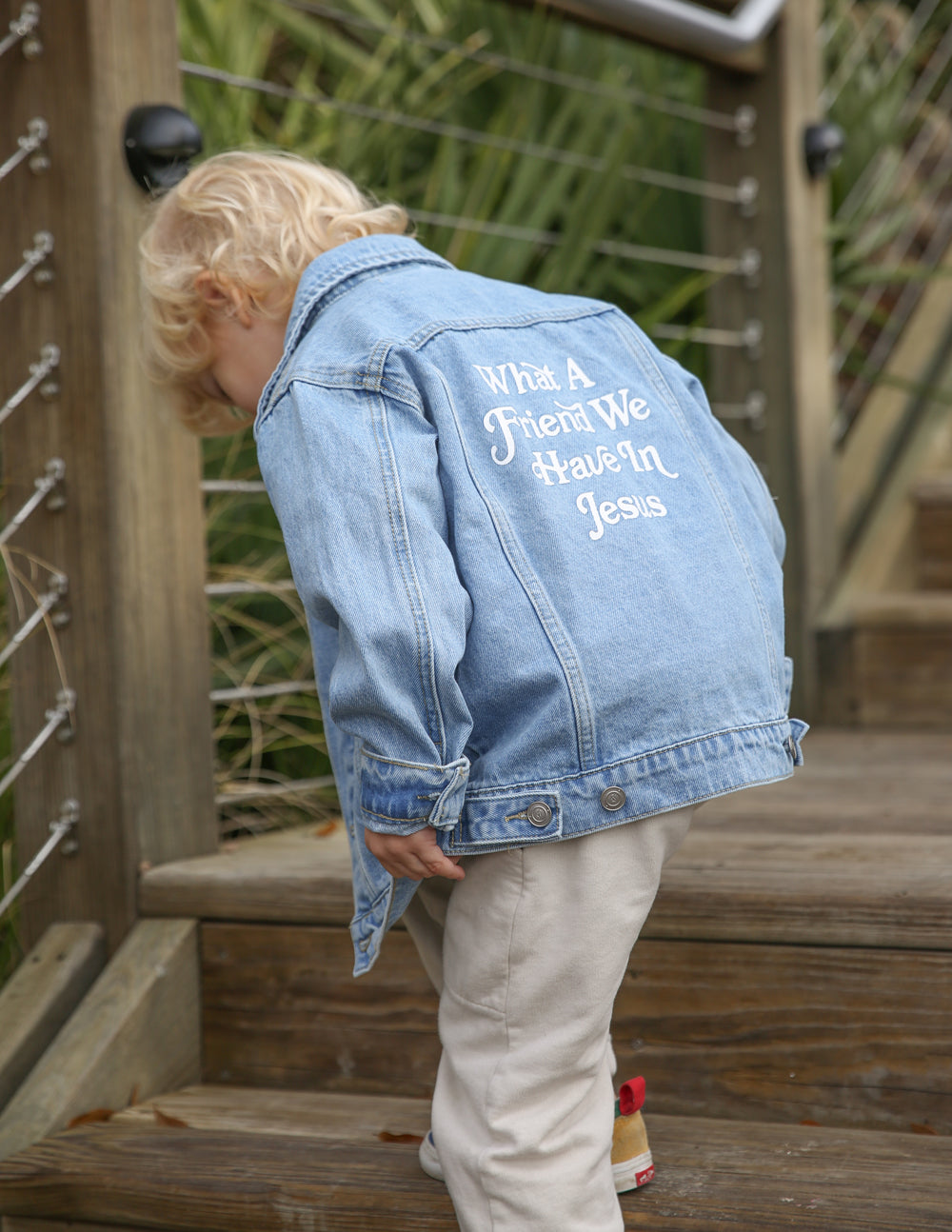 Kids Denim Jacket Heavyweight Regular Fit What a Friend in Jesus