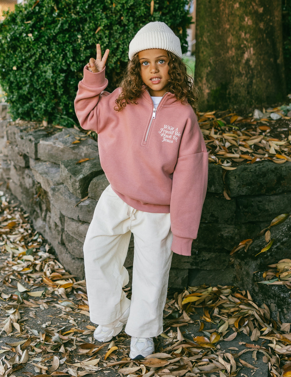 What a Friend in Jesus Kids Ash Rose Half-Zip Elevated Faith
