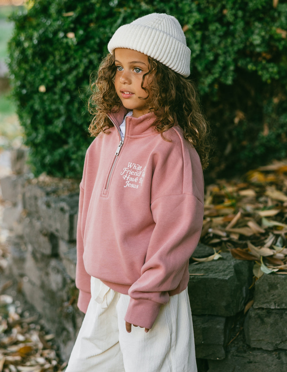 What a Friend in Jesus Kids Ash Rose Half-Zip Elevated Faith