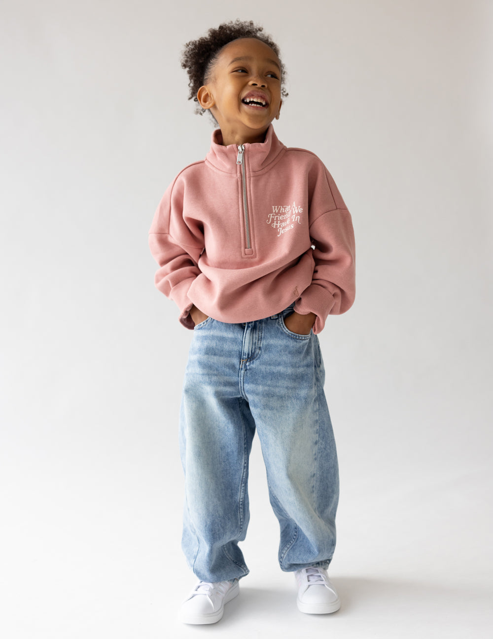 What a Friend in Jesus Kids Ash Rose Half-Zip Elevated Faith