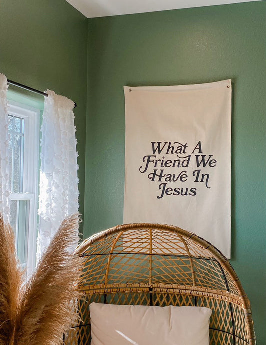 What a Friend in Jesus Thick Cotton Canvas Tapestry