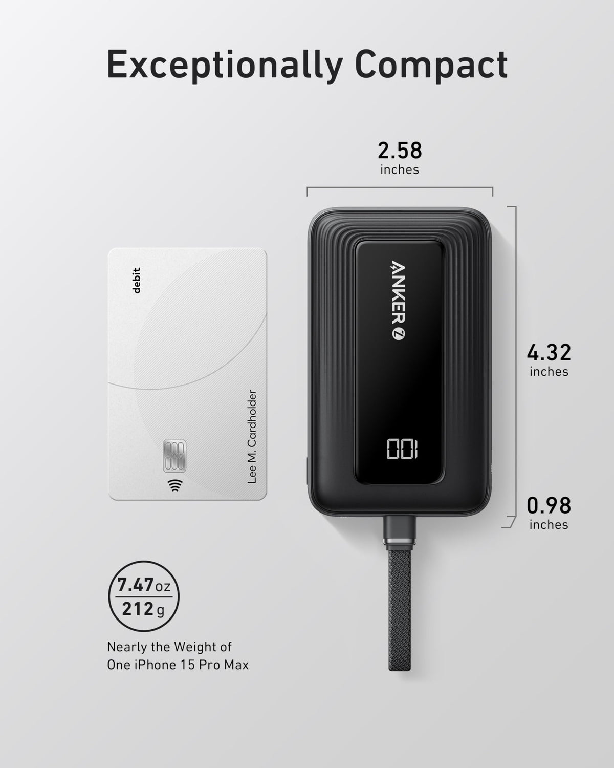 Anker Zolo 30W Power Bank 10000mAh with Built-in USB-C Cable