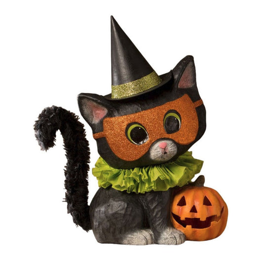Halloween Kitty Binks Green Collar Paper Mache Kitten Bethany Lowe Designs