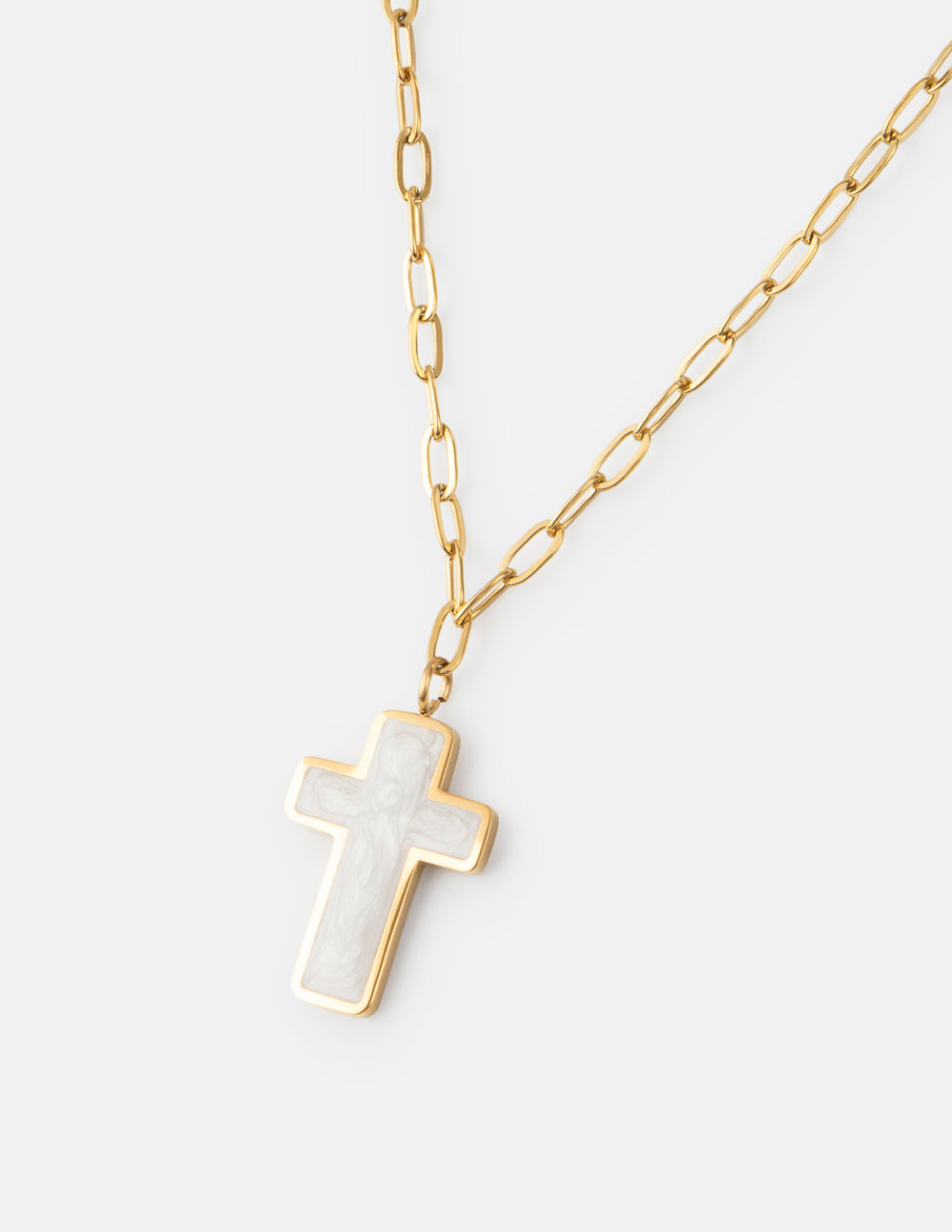 White Enamel Cross Necklace Religious Jewelry Elevated Faith