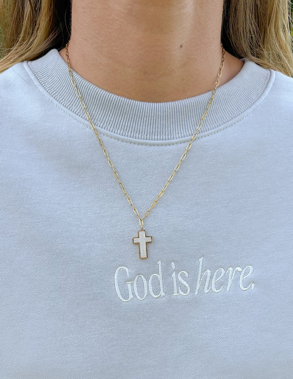 White Enamel Cross Necklace Religious Jewelry Elevated Faith