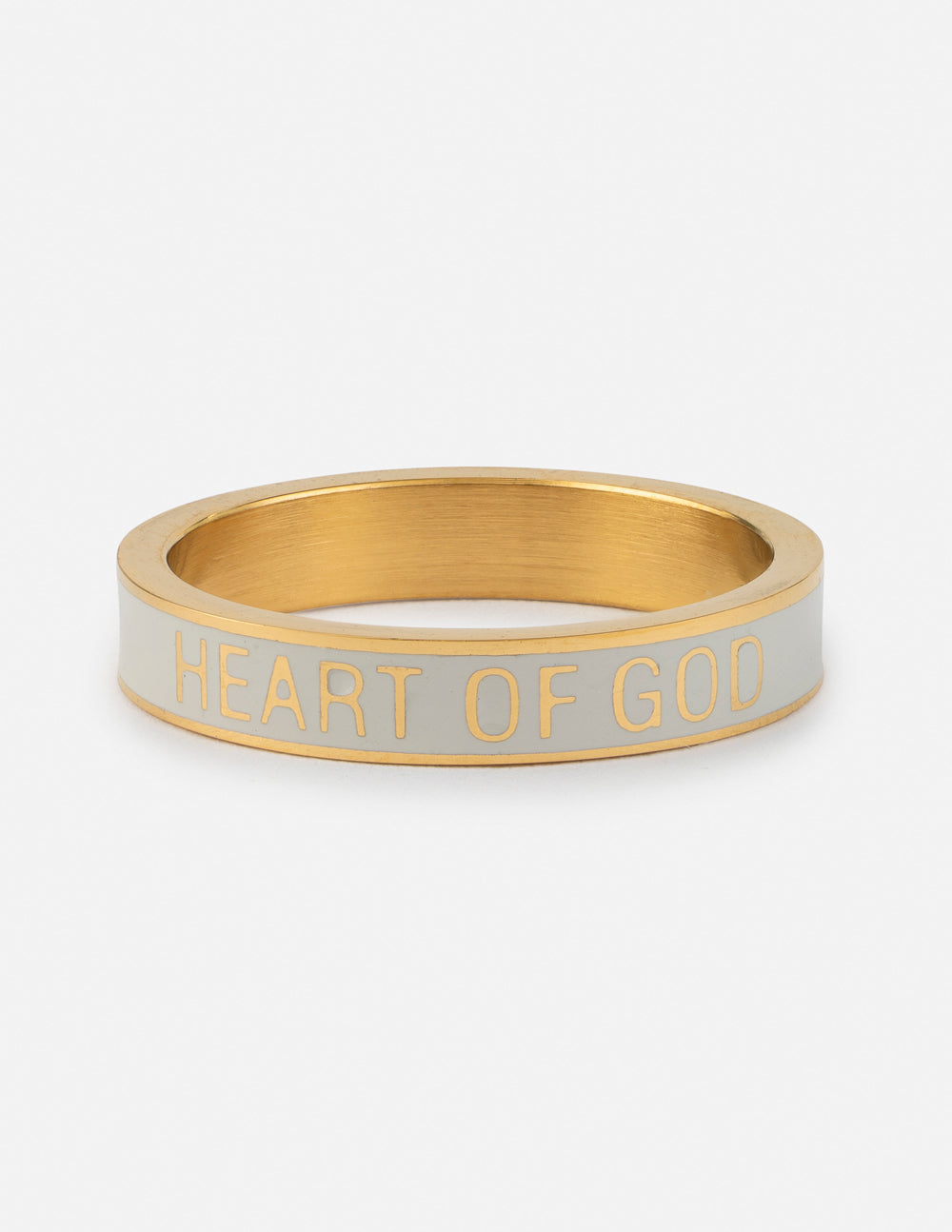 White Enamel Heart of God Ring Elevated Faith