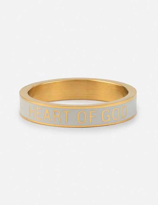 White Enamel Heart of God Ring Elevated Faith