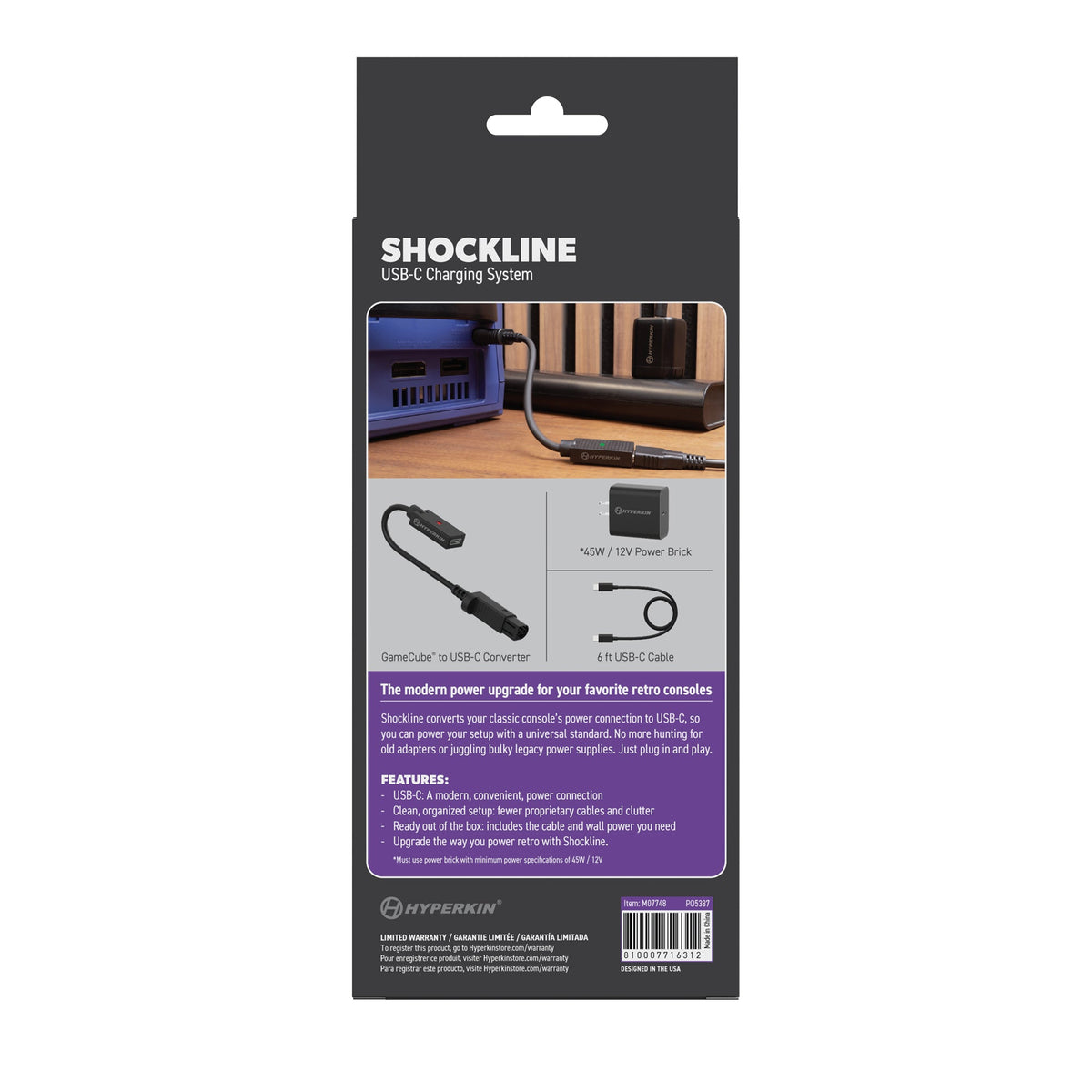 ShockLine Type-C USB Power Supply - 45W/12V