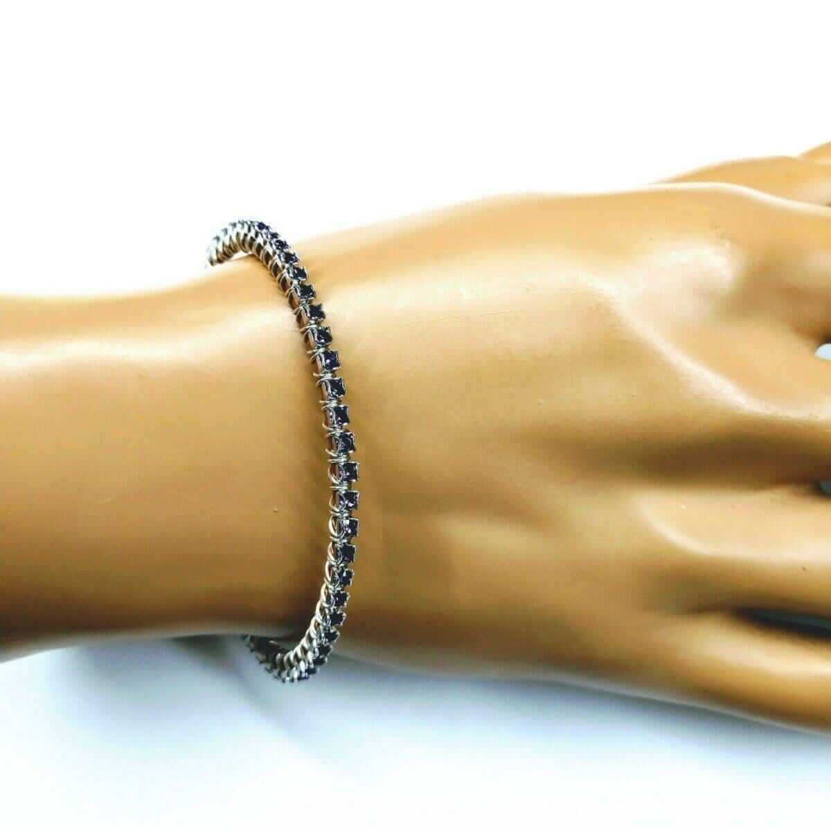 Amethyst Wire Wrapped Crystal Tennis Bracelet Bangle