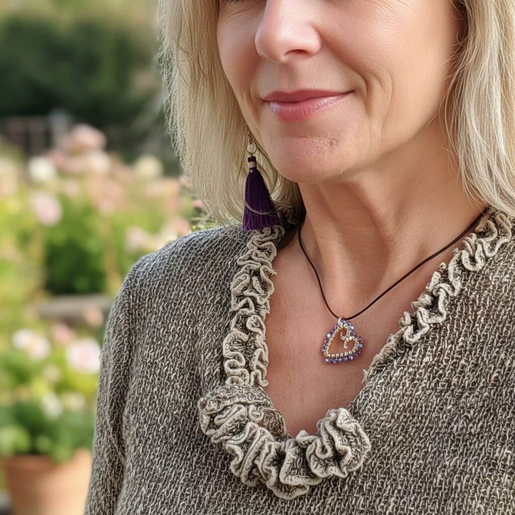 Wire Wrapped Copper Hammered Open Heart Crystal Necklace Alexa Martha